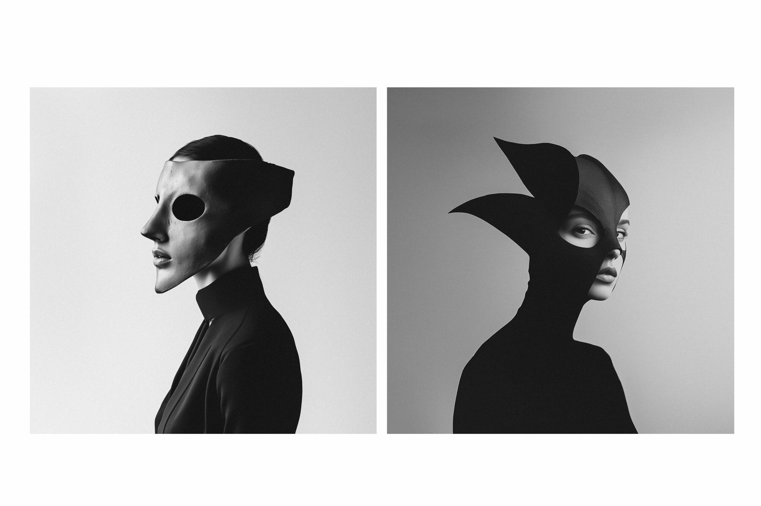 duality_maskierte_porträts_sw_surrealelemente