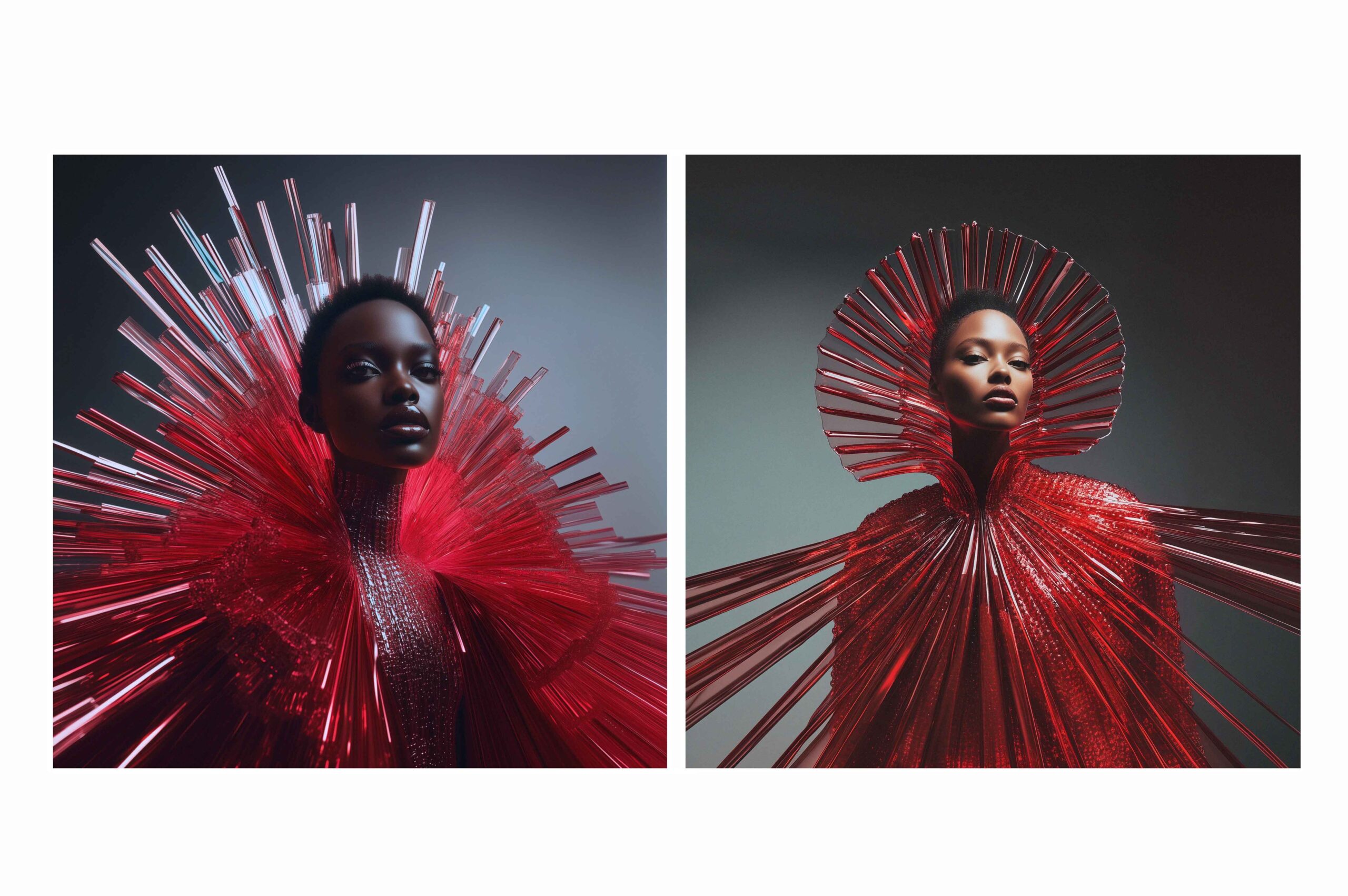 futuristische_mode_rot_plastik_strukturen_porträts